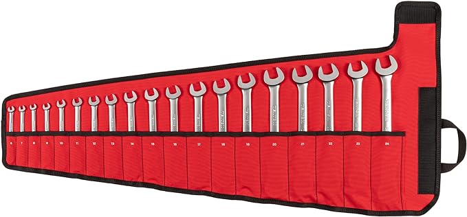 TEKTON Reversible Ratcheting Combination Wrench Set, 19-Piece | WRC94403 | (6 - 24 mm), 12-Point, Satin Chrome Finish, Roll