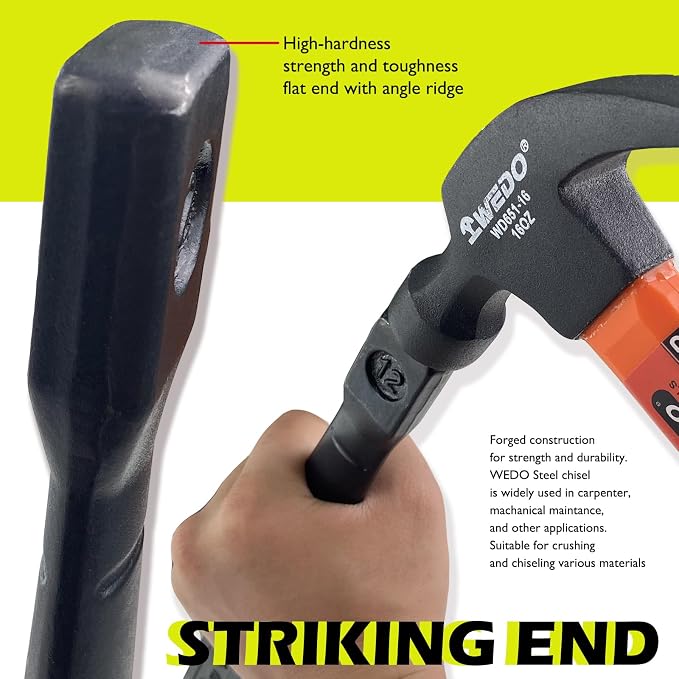 WEDO 6" Cold Chisel,Flat Utility Chisel,Industrial Grade,Length 150mm,CR-V Steel,Die-forged,Heat Treatment,Surface Black Polishing,For Carpentry, Metalwork, Woodwork & Masonry work