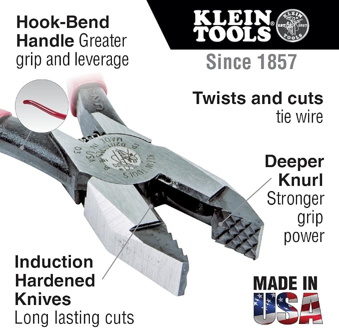 Klein Tools Linesman Pliers + Tie Wire Reel Pad