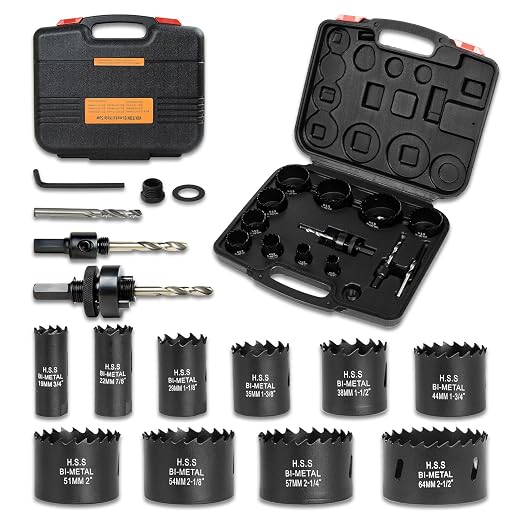 Bi-Metal Hole Saw Kit for Wood, Metal and Plastic, 10PCS Hole Saw Set with Case, Fast Chip Removal, Smooth Flat Drilling Edge