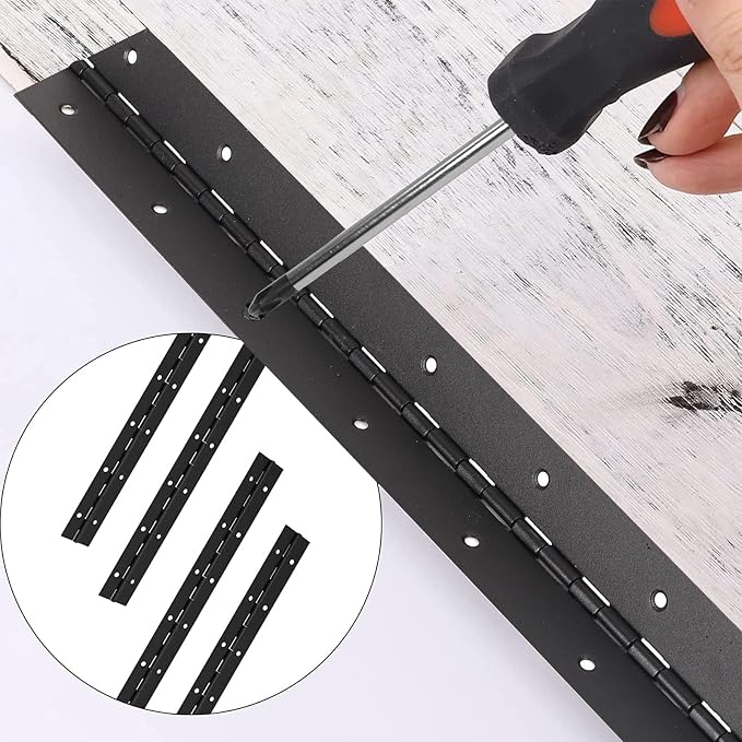 2-Pack 18-Inch Black Stainless Steel Heavy Duty Continuous & Piano Hinge, 2" Open Width Piano Boat Hinges, with Pre-Drilled Holes and Screws, Ideal for Piano Cabinets ane Wooden Box.