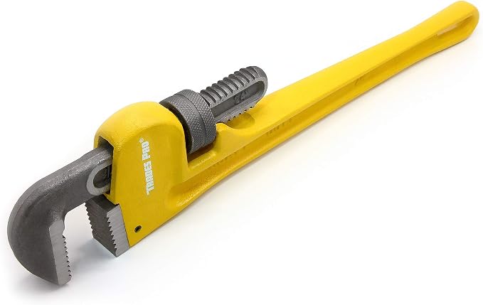 24 Inch Heavy-Duty Pipe Wrench, Adjustable Straight Pipe Plumper Wrench Yellow - 830924