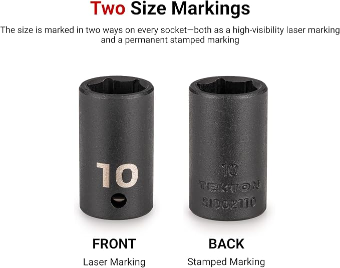 TEKTON 1/2 Inch Impact Socket Set, 57-Piece | SID92401 | (10 - 36 mm), Shallow and Deep, 6-Point, Case