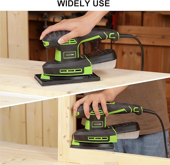 GALAX PRO 250W 2-in-1 Sheet Sanders/Detail Sanders, 6000-12000 RPM 6 Variable Speed Multi-Function Sander with Dust Box, Electric Sander for Sanding Metal and Polishing Wood, Includes 12 Sandpaper