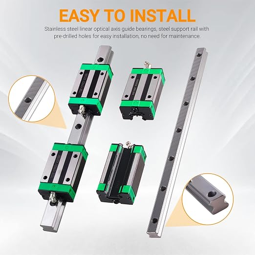 2Pcs Linear Guide Rail kit HGR25-800mm Linear Slide Rails with 4Pcs HGHCA25 HGH25 Linear Blocks Bearing + Dust Cover C6 + Socket Head Cap Screw for DIY CNC Routers Lathes Mills