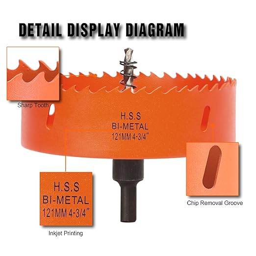 4-3/4 Inch Hole Saw with Arbor for Wood Metal Plastic, 4.75 in Bimetal Hole Cutter, Fast Chip Removal, Smooth Flat Drilling Edge
