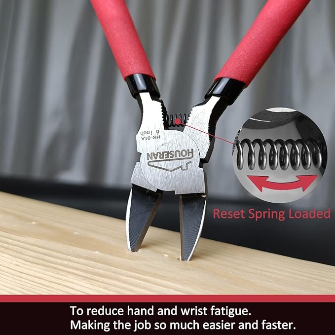 Wire Cutters 5 PACK, 6 inch, Side Cutters, Flush Cut Pliers | Spring Loaded Cutting Pliers with Non-slip Red Handle, Wire Cutters Heavy Duty for Jewelry Making, Crafts, Zip Tie
