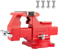 8" Heavy-Duty Bench Vise Ductile Iron Bench Vise with Strong 9900lbs Clamping Force 360° Swivel Bench Vice with Anvil, Red