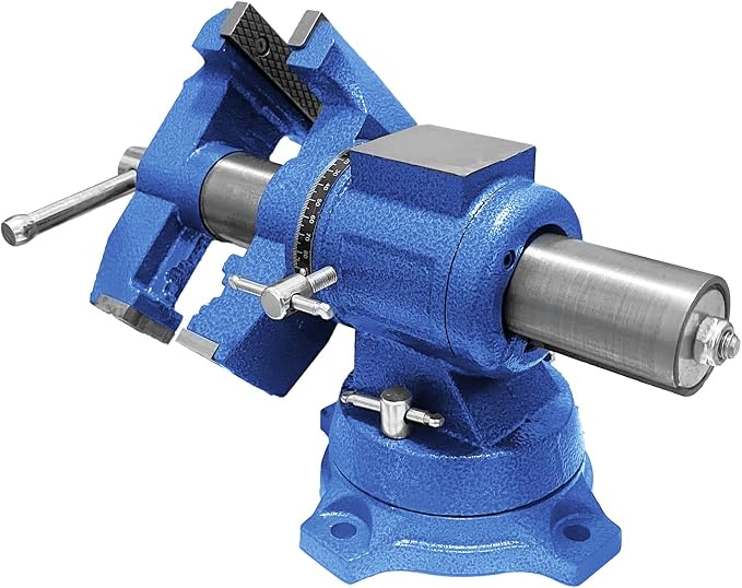 Heavy Duty Bench Vise 4“ Jaw Width and Opening, 360° Swivel Base with Anvil