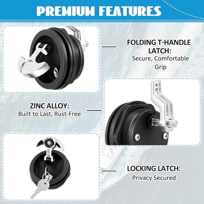 Shimeyao 2.5" T Handle Boat Latch 3" Nylon Cam