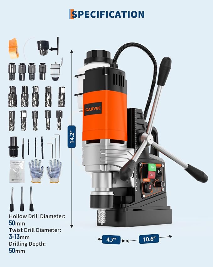 Garvee Magnetic Drill, 1850W 2" Boring Diameter