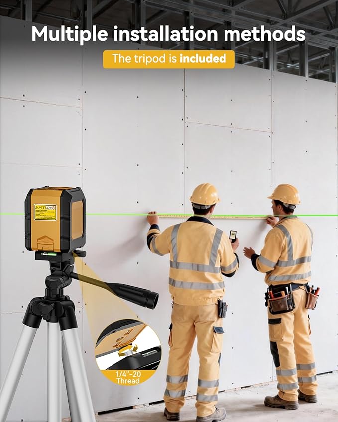 Nikotek Laser Level with Tripod, Self-Leveling Green Beam Horizontal and Vertical Cross-Line Laser for Home Decoration Carrying Pouch, Battery Included
