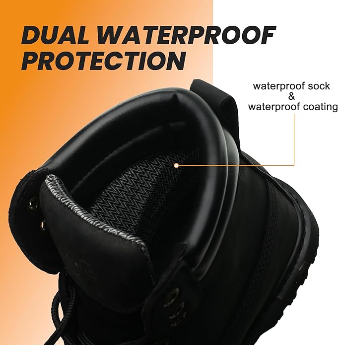 Work Boots for Men Waterproof Soft Toe Non Slip Comfortable Leather Workboots
