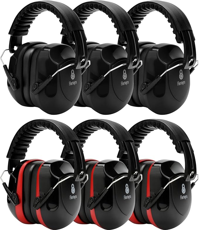 Floriogra 6 Pack Noise Reduction Ear Protection, Hearing Protection Ear muffs SNR 34dB Noise Cancelling Headphones for Adults Kids Autism, Sound Proof Earmuffs for Mowing/Construction/Work