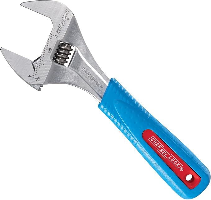 Channellock Adjustable Wrench 8WCB - Wide Jaw, 1-1/2 In. Capacity - 8-Inch