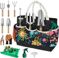 22Pcs Gardening Tools Set for Women Heavy Duty Garden Hand Tool Kit Garden Gifts for Mothers Day Mom Beginner Gardening Accessories with Tote Bag/Shovel/Repotting Mat/Plant Labels/Gloves-Black