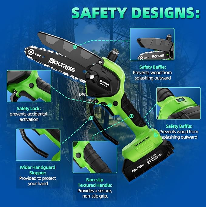 Mini Chainsaw, 6 Inch Mini Cordless Brushless Electric Chainsaw, 2×2.0Ah Batteries & Auto Oiler HandHeld Powered Chain Saw, for Tree Trimming Wood Cutting Garden and Yard Work