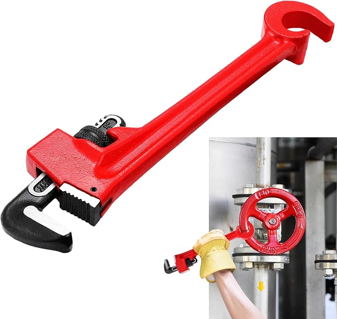 Lasnten 8" Double Ended Valve Wrench Pipe and Valve Wrench Refinery Wheels 1/8''- 1-1/2'' Pipe Capacity for Protecting from Damage