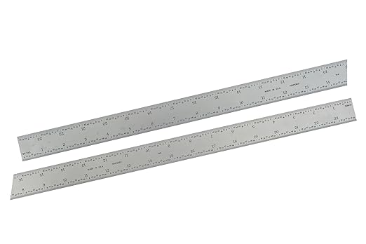 PEC Tools 24" Rigid Metal Ruler, Made from High-Quality Carbon Steel with Satin Chrome Finish, 16R Graduation (1/32", 1/64", 1/50", 1/100"), Trusted by Professionals, Made in USA
