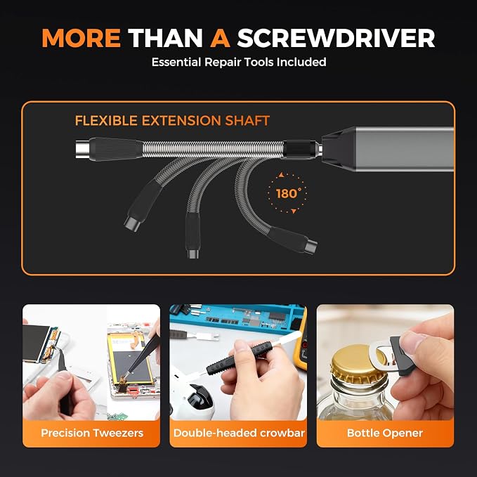 UF-TOOLS Mini Electric Screwdriver, 83 in 1 Cordless Rechargeable Small Power Screwdriver Set with 71 Bits, Led Light and Magnetic Mat, Professional Repair Tool for Phone Camera Laptop PC, Orange