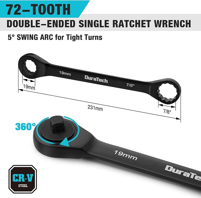 DURATECH 6 Inch Slip Joint Pliers, Small Pliers with Comfortable TPR Handle, High Carbon Steel, Swivel Rivet & 15-Piece Universal Ratcheting Serpentine Belt Tool Set