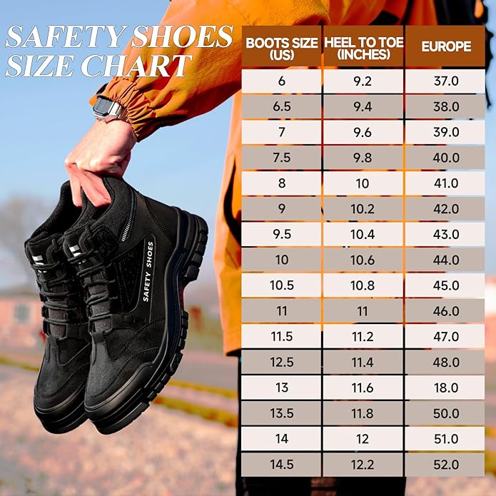 GUSAYEX Steel Toe Boots for Men Puncture Resistant Safety Work Boots with Kevlar Midsole Industrial Lightweight Men's Work & Utility Protective Shoes for Construction Warehouse Factory