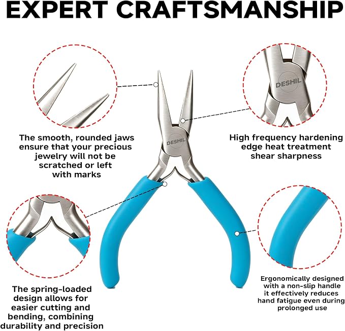DESHIL 10 Pcs Jewelry Pliers Set for Jewelry Making, Wire Wrapping, Beading