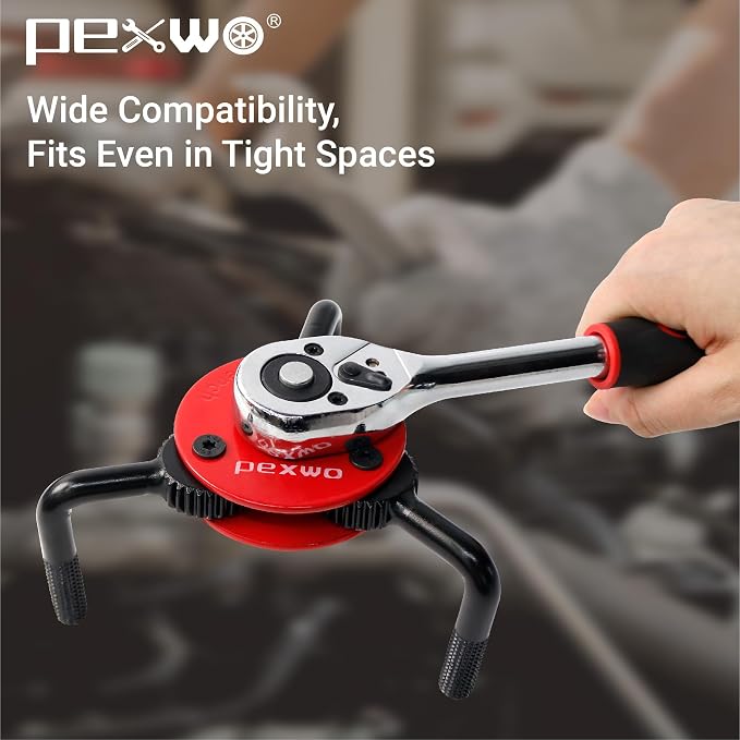 2-Piece 3-Jaw Adjustable Oil Filter Wrench Set - Universal Fit for 2-1/2" to 5-1/2" Filters, 3/8" and 1/2" Both Drive