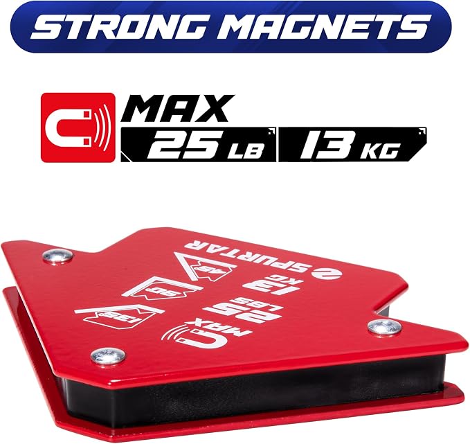 Spurtar Welding Magnets 6pcs 25lbs, Heavy Duty Welding Magnets and Clamps, Strong Magnetic Holder Tools and Accessories, 45, 90, 135 Degree Angle