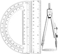 Zonon 3 Pcs Plastic Ruler 6 Inch Protractor Drawing Compass Set, Student Geometry Math Transparent Measuring Tools for Home School Classroom Office Supplies(6 Inch,Clear)