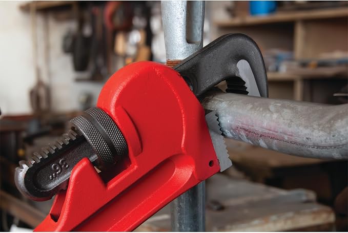 Performance Tool W1133-36B 36 in. Adjustable Steel Pipe Wrench, Red | Heavy duty plumbers wrench. Precision milled and drop forged steel jaws. Durable protective enamel paint