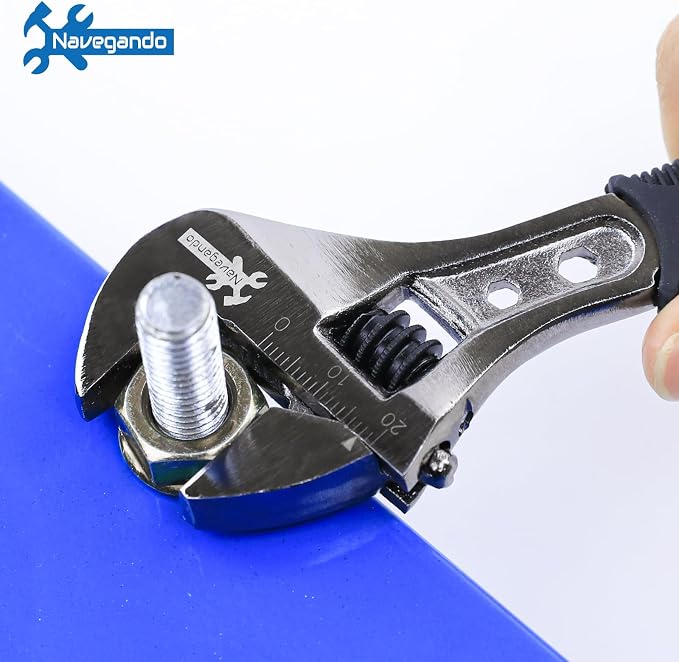 Navegando 6 Inch Adjustable Wrench (150mm), High Carbon Steel Wrench with Non-Slip Grip, 19mm Max Jaw Opening for Plumbing, Bicycle & Home Repair