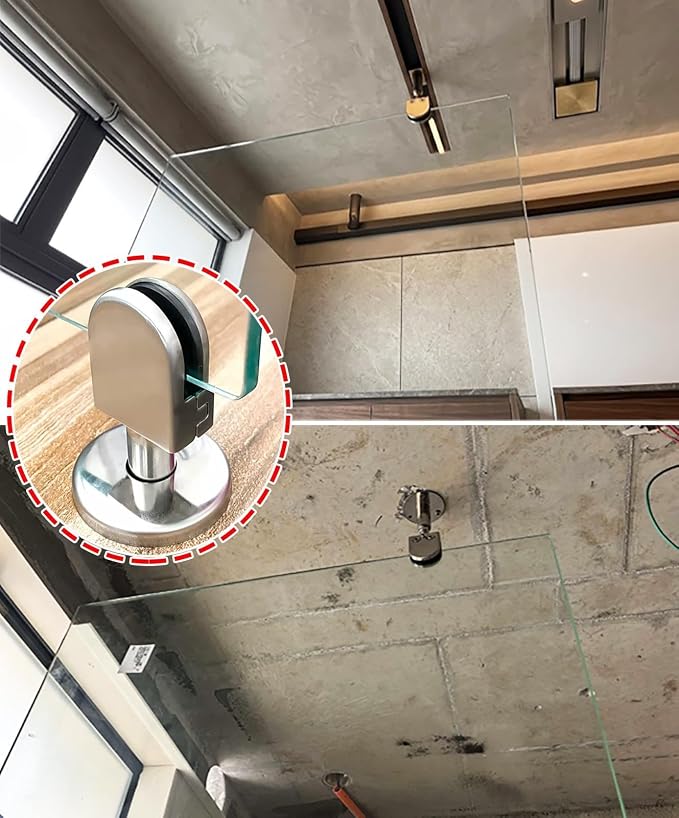 Fixed & Adjustable Glass Support Bar, Ceiling to Glass Screen Brace Arm