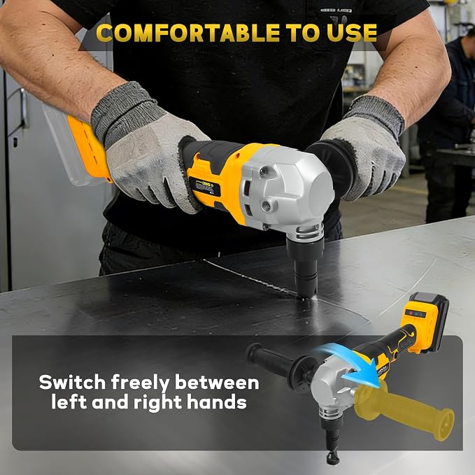 Cordless Metal Nibbler for DeWalt 20V Battery, Brushless Nibbler Metal Cutter with 3 Speed, Electric Nibbler Steel Cutter for Stainless Steel, Aluminium, 30000RPM, Dusty Bags, 2 Blades(No battery)