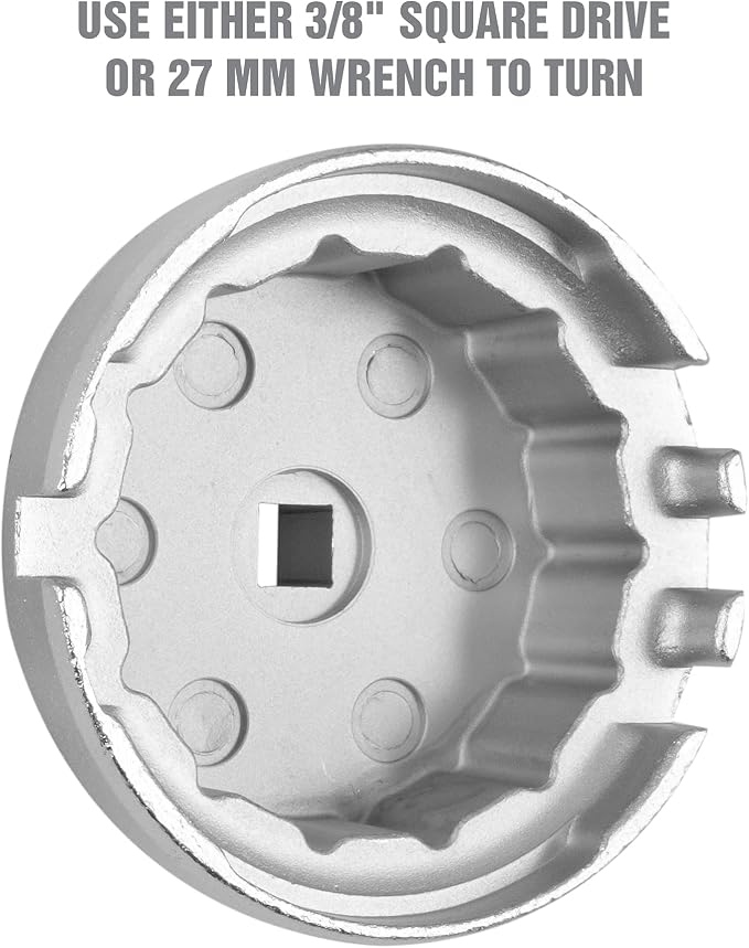 OEMTOOLS 87131 64.5 mm 14 Flute Oil Filter Wrench, Oil Filter Cap Wrench for 2.0 to 5.7L Engines, For Use with Toyota, Oil Cap Filter Wrench Prevents Slippage, Easy Cap Release
