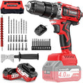 1060In·lbs Cordless Hammer Drill - 21V Brushless Power Drill Set with 2 × 4.0Ah Batteries, 20+3 Torque Settings, 2 Speeds, Fast Charger, 1/2" Metal Chuck for Lightweight-Concrete Wood Metal