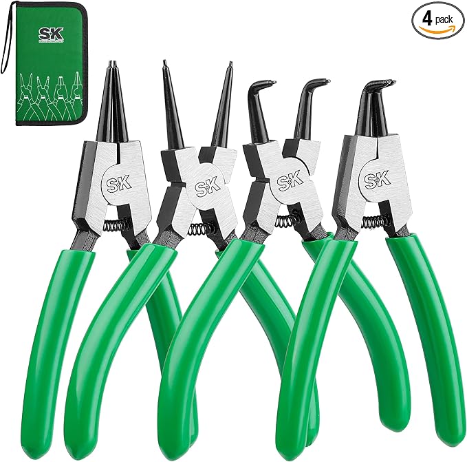 SK 4-Piece Snap Ring Pliers Set, 5-Inch Internal/External Circlip Pliers