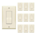 ENERLITES 3-Way Decorator Paddle Rocker Light Switch with Wall Plate, Gloss Finish, Single Pole or Three Way, 3 Wire, Grounding Screw, 15A 120V/277V, UL Listed, 93150-LAWP, Light Almond (10 Pack)