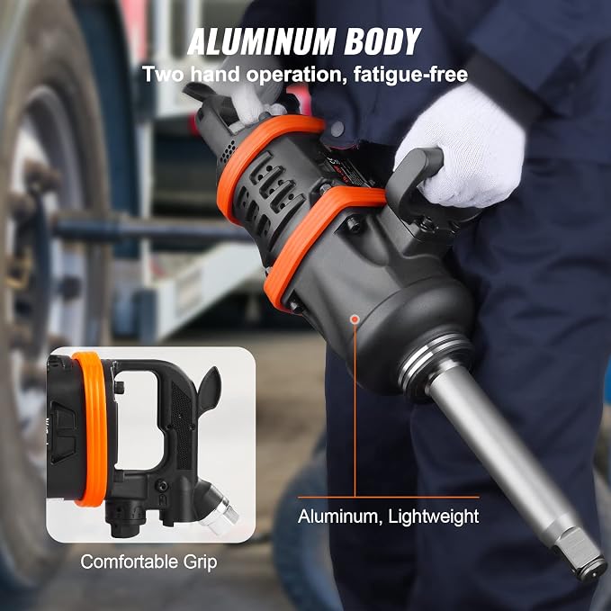 VEVOR 1 Inch Air Impact Wrench, Up to 5175 ft-lbs Beast Reverse Torque Output Pneumatic Impact w/ 8 Inch Anvil for Heavy Duty Machinery/Semi-Truck/Bus | Pneumatic Impact Gun with 8 Inch Anvil, Forward/Reverse Control, for Heavy Duty Machinery, Semi-Tru...