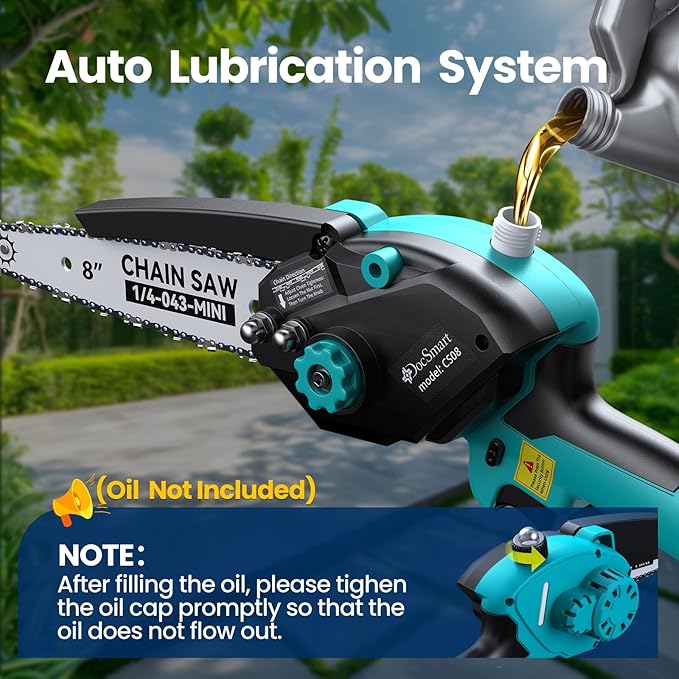 Electric Hand Saw for Pruning Small Trees, Brushless 8 inch & 6 inch Portable Mini Chainsaw with 2 Rechargeable Batteries, 1000W Handheld Chain Saw for Wood Cutting, Gardening Gifts for Mother's Day