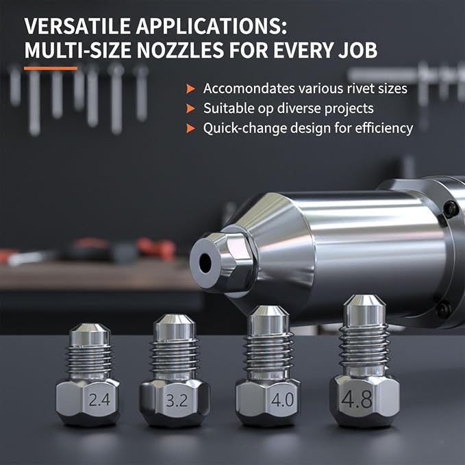 Professional Electric Rivet Gun Adapter Kit, Pro-Grade Electric Rivet Gun Adapter with Removable Handle 4 Rivet Heads for Cordless Screwdrivers and Drills Turn Your Drill into a Riveting Beast (2PCSS)