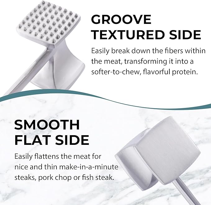 KITEXPERT Meat Tenderizer Hammer with Comfortable-Grip Handle, Dual-side Mallet for Kitchen, Heavy Duty Pounder For Tenderizing Steak, Beef and Fish, Red