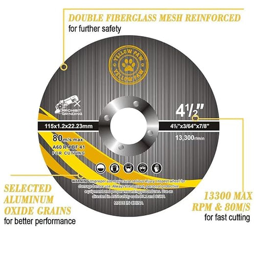 100 Pack of 4-1/2 Inch Cut Off Wheel with 7/8 Inch Arbor (Industrial Grade) All-Purpose Metal & Stainless Steel Cutting Wheel Compatible with 99% of Cutoff Saws & Angle Grinders - 4-1/2 x 3/64 x 7/8
