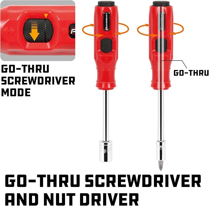 Powerbuilt 1/4" Dr. 20 Pc. Impact Bit Screwdriver and Nut Driver Set, Includes SAE, Metric Sockets, Phillips, Slotted, Star Bits, Adapter- 647768