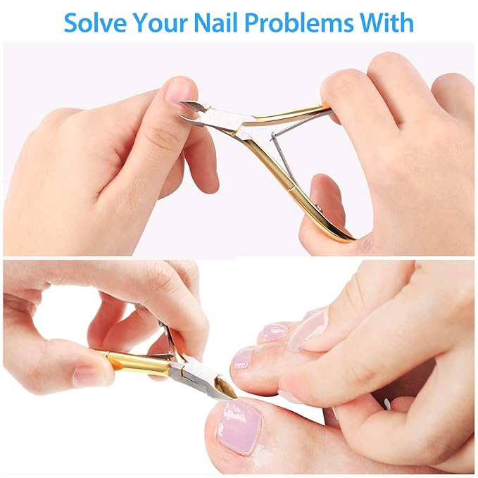 Mudder 3 Pack Gold Cuticle Trimmer Nippers Cutter Tool Stainless Steel Nail Cuticle Scissors Remover with Pointed Blade Scissors Pedicure Manicure Tool for Fingernails and Toenails Nails Care