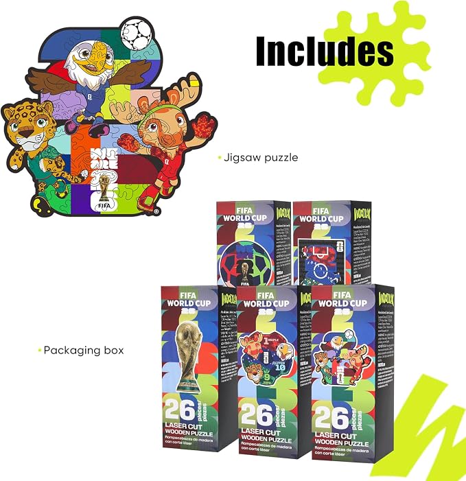 FIFA World Cup 2026 Zayu, Clutch & Maple 26PCS Wooden Pocket Puzzle