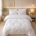 Nttopship White King Comforter Set - 7 Pieces Bed in a Bag, Premium Comforters King Size Bed Set Pintuck Pinch Pleat Complete Comforter Set with Flat Sheet, Fitted Sheet and Pillowcases,White