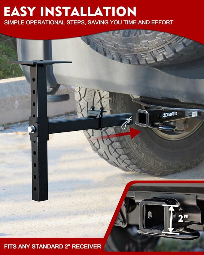 Heavy-Duty Hitch Mount Vise Plate, Hitch Vise Holder with Adjustable Height | Universal Fit for 2-Inch Receiver