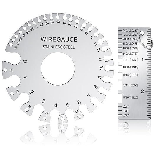 Weewooday 2 Pcs Wire/Metal Sheet Thickness Gauge Metal Tool Stainless Steel Welding One Sided Material Thickness Gauge Plated Size Inspection Tool