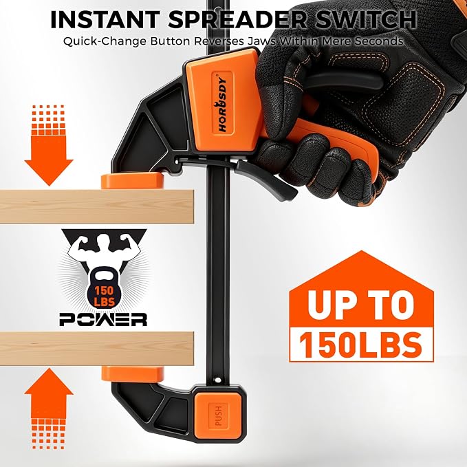 3-Pack Wood Clamps for Woodworking, 2-Piece 6" Bar Clamps with Clamp Connector, Quick-Release Wood Clamps with 150 LBS Load Limit, Wood Clamp Set for Woodworking, Gluing & DIY Projects